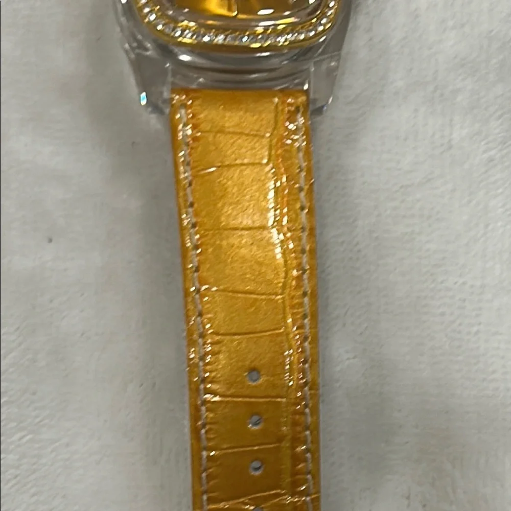 Vintage Joan Rivers Gold Quartz Watch With Leather Band